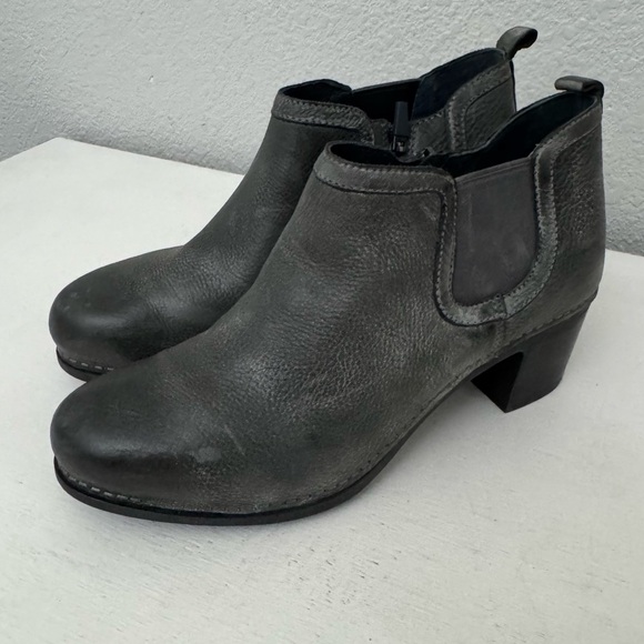 Dansko Shoes - Dansko Harlene Gray Burnished Leather Heeled Ankle Boots Comfort Booties Size 40